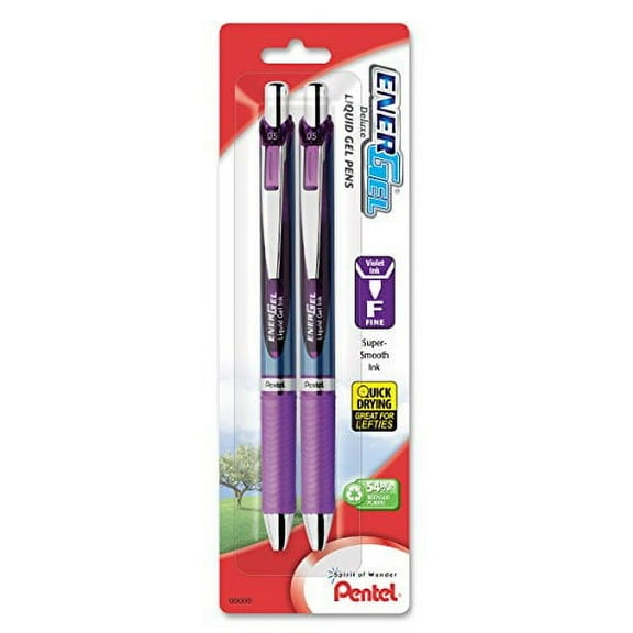 Pentel EnerGel RTX Retractable Liquid Gel Pens .5mm 2/Pkg-Violet Ink