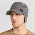 thumbnail image 2 of Men's Winter Knitted Cap with Ear Protection and Scarf - Warm, Thick, Windproof Baseball Hat for Outdoor Activities, 2 of 5