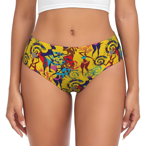 Balery Dancing African Women Ropa Interior de Algodón para Mujer con Dibujo – Braguitas Cómodas y Elásticas, Estilo Clásico-3X-Large