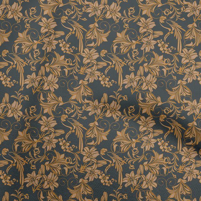 oneOone Rayon Brown Fabric Asian Floral Craft Projects Decor Fabric Printed By The Yard 56 Inch Wide
