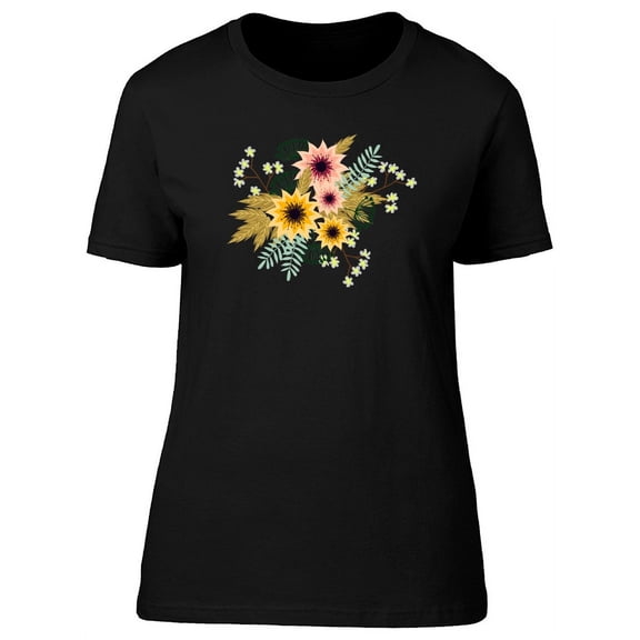 Vintage Sunflowers Collage T-Shirt Women -Image by Shutterstock, Female Large