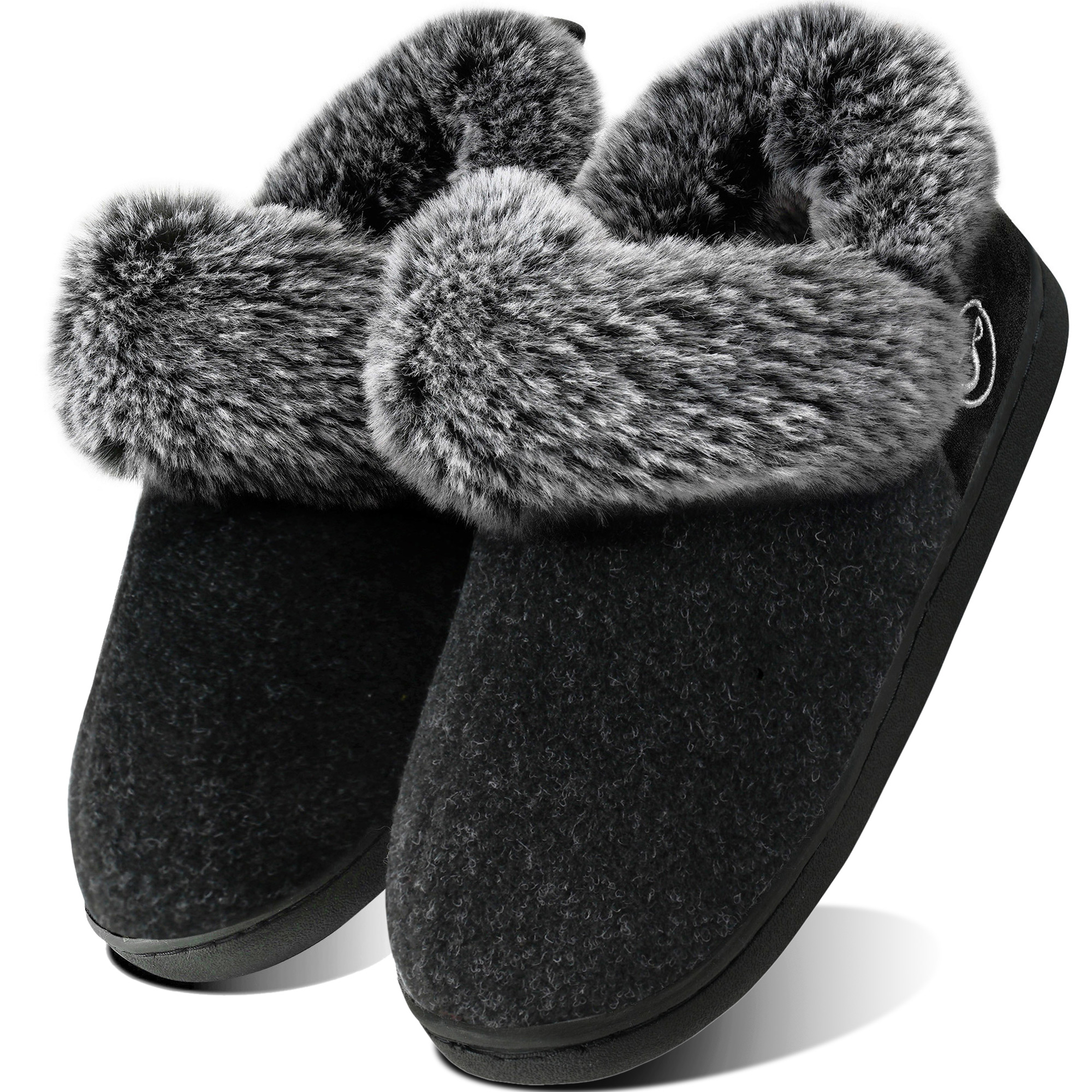Ecetana Women's Fuzzy Memory Foam Closed Back Slippers photo 1