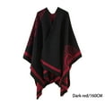 thumbnail image 2 of Jumpingount Poncho de invierno frío para mujer, capa de moda, abrigos portátiles para mantener el calor, chal cálido para fiestas, vestirse para viajes Abrigos y chamarras Rojo oscuro Jumpingount AP013379-05, 2 of 6