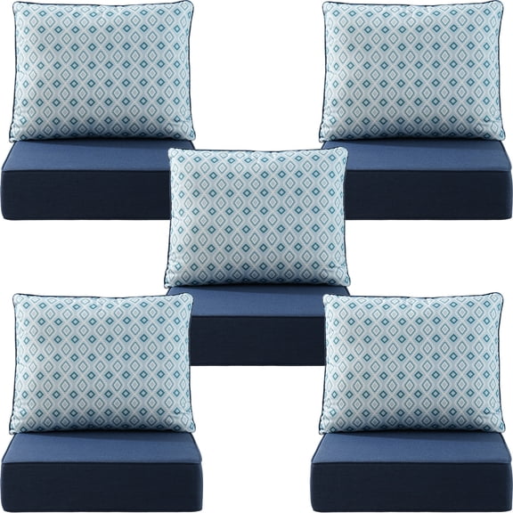 Opohoro Outdoor Deep Seat Printed Cushion Sets, 24"x24"x6", Water Resistant & UV Resistant Comfortable Patterned Furniture Cushions for Patio Chair, Sofa, Loveseat