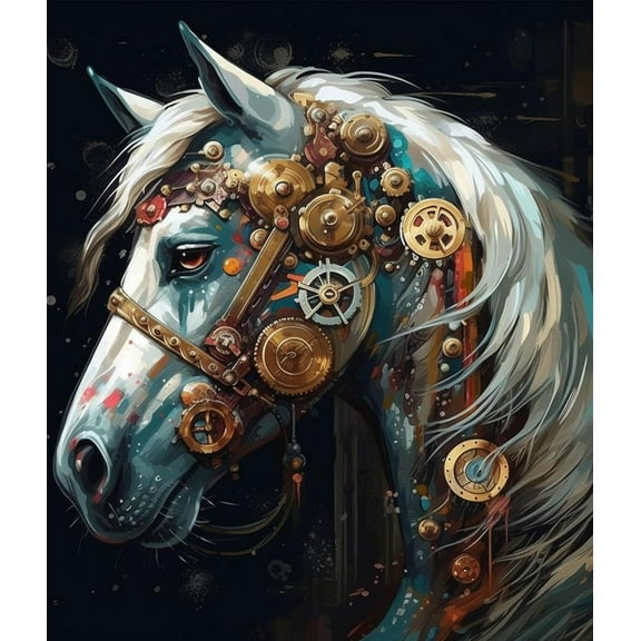 Paint by Numbers Kit for Adults - Cyberpunk Horse (2) - Beginner DIY Color by Number Set on Canvas Acrylic Oil Paintings Crafts, Gifts, Home Wall Decor (12 X 16 inches) -