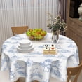 thumbnail image 3 of Blue Rustic Round Tablecloth 60 Inch French Country Cottage Print Table Cloth Vintage Farmhouse Washable Polyester Table Cover for Kitchen Dining Room Party Indoor Outdoor Home Decor, 3 of 6