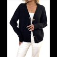 thumbnail image 2 of Suéteres Tipo Cárdigan para Mujer, de Moda, de Otoño, de Larga, Cuello en V, Abotonados, de Gran Tamaño, de Punto Grueso, Prendas de Abrigo. Negro M, 2 of 10