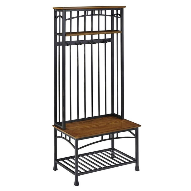 Homestyles Modern Craftsman Hall Tree, Black And Tan