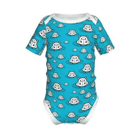 

Coaee Hippo In Water Head for Soft Baby Short-Sleeve Bodysuit Baby Climbing Clothes Baby Girls Boys Bodysuit Romper-18 Months