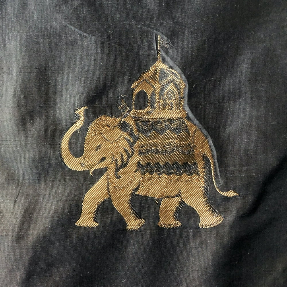 Black and Gold Elephant Jacquard Upholstery Fabric 55