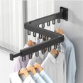 thumbnail image 2 of Folding Clothes Hanger Wall Mount Cloth Drying Rack Space Saving Aluminum Clothes Home Retractable Laundry Clothesline D 3 Rod 18 Hook, 2 of 6