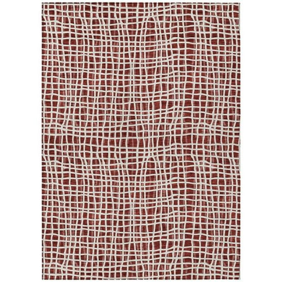 HomeRoots 583412 9 x 12 ft. Striped Washable Indoor & Outdoor Rectangle Area Rug, Burgundy & Ivory