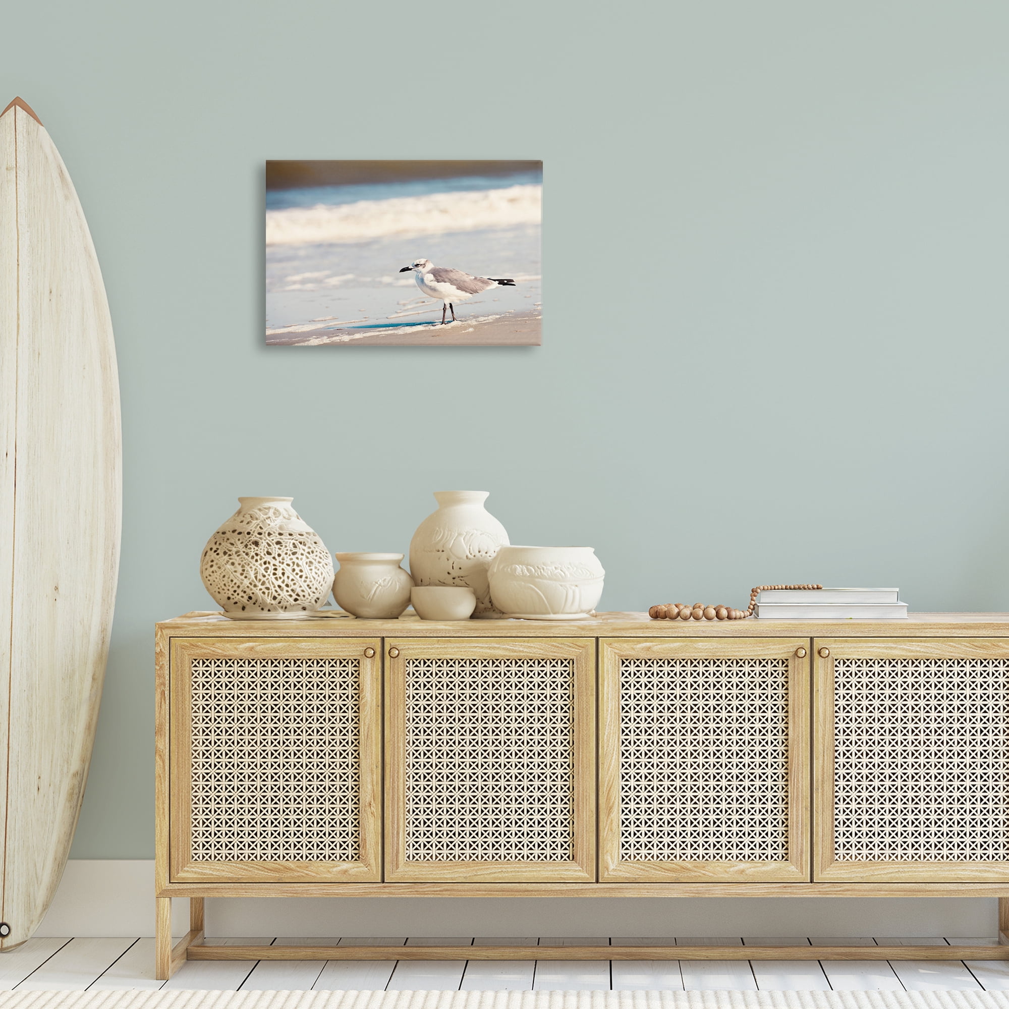 Stupell Industries Seagull Stepping on Shore Coastal Photography Gallery Wrapped Canvas Art Print Wall Art, 24 x 16