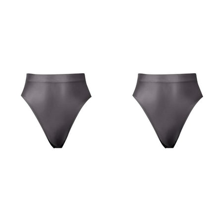 LWNYDPLSD 2 Pack High Waisted Underwear for Women Shapewear Tummy Control Breathable Full Coverage Briefs Stretch Sexy Mesh See-Through Panties Super Thin Shiny Transparent Briefs