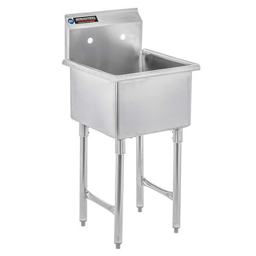 Stainless Steel Prep & Utility Sink - DuraSteel 1 Compartment Commercial Kitchen Sink - NSF Certified - Single 18" x 18" Inner Tub (Restaurant, Kitchen, Laundry, Garage)