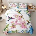 thumbnail image 2 of Castle Fairy Floral Letter A Hummingbird Twin Quilt Set for Women,Spring Garden Twin Coverlet Set for Home Decor, 2 of 7