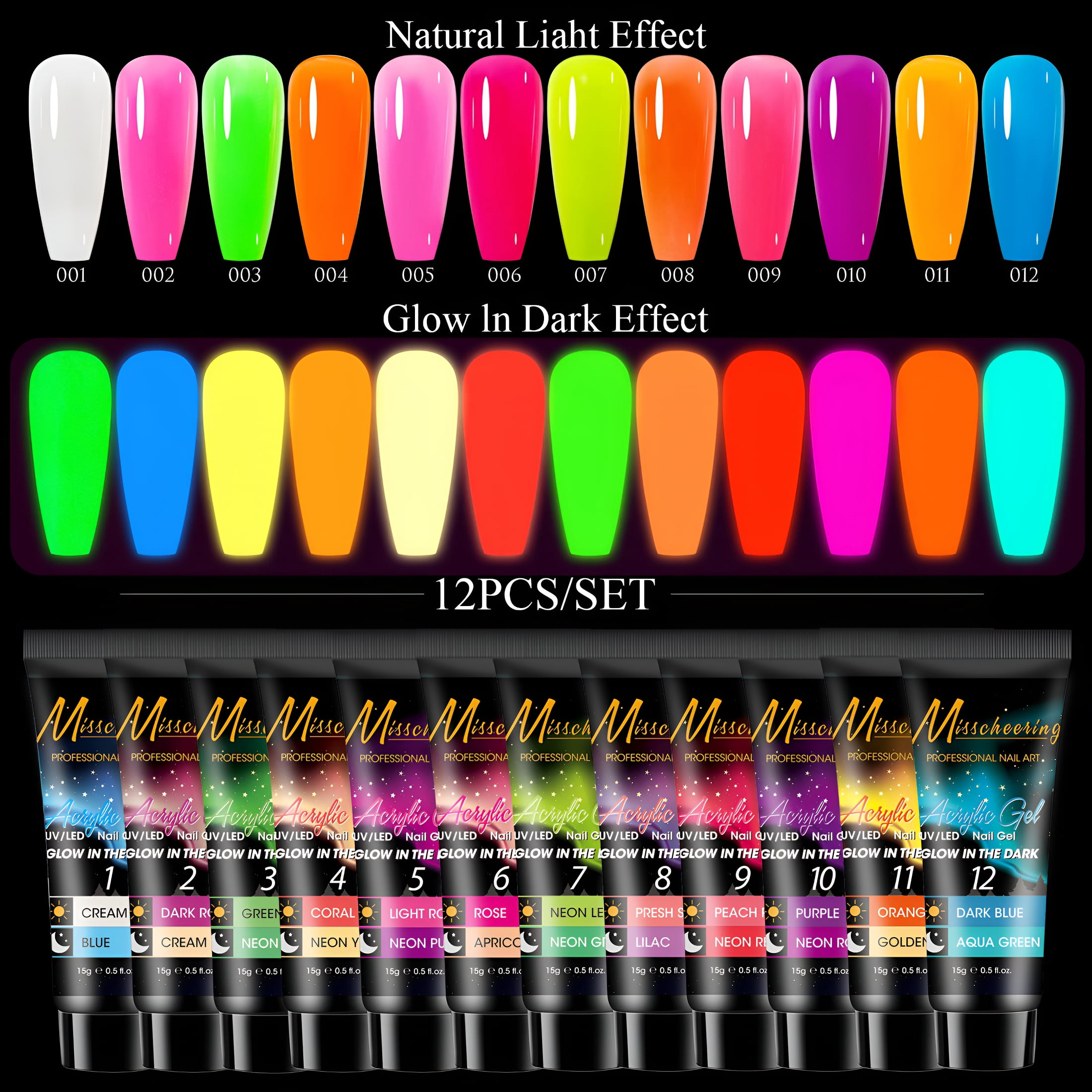 RAGUPEL 12Pcs Nail Poly Gel Set, Extension Nail Builder Kit Enhancement Manicure Tool Nail Decoration
