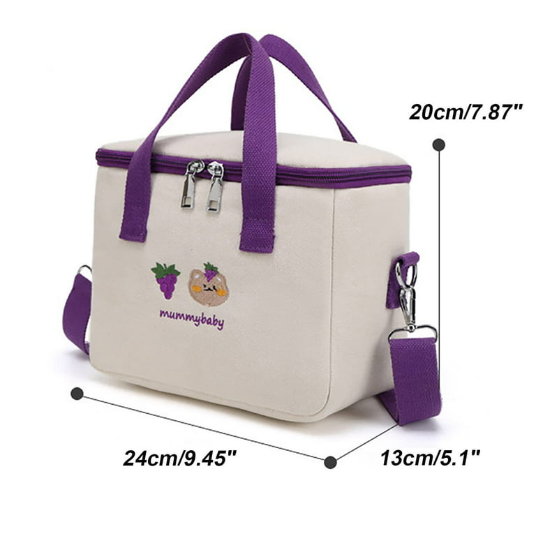 Insulated Lunch Bag for Women Men Reusable Lunch Box with Adjustable  Shoulder Strap, Kawaii Cute Lunch Bags Lunchbox