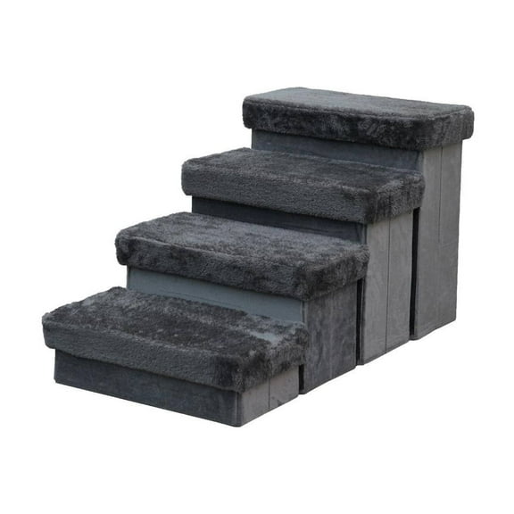 PetPals Senior Mobility Aid Pet Stairs - 17"H, 4 Level, Medium, Charcoal
