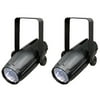 (2) CHAUVET LED PINSPOT 2 High-Power 3W DJ Mirror Ball Spotlights w/RGB Gels