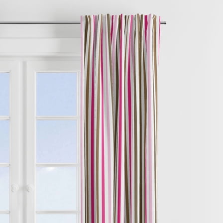 Mod Dots Stripes, Pink/Fuchsia/Beige/Brown Window Treatments Curtain Panel/Valance