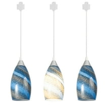 Kiven H-Type track lighting pendants,3-Light Modern h track pendant lights with Art Glass Lampsade,Decorative Track Lighting Fixture for Hallway Kitchen Island DZ0504
