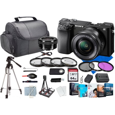 Sony a6100 Mirrorless Camera with Sony E 16-50mm f/3.5-5.6 OSS Lens 64Gig Momory Cards+Lens+Case+Photo Software(28PC)Bundle
