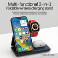 thumbnail image 3 of Swayvoo Wireless Charging Station 3-in-1 — 15W Fast Charger for iPhone 17 16 15 14 13 12 11 X Pro Max, Apple Watch Series 10–1 SE Ultra, AirPods 4 3 2 Pro — Adapter Included Foldable, 3 of 9