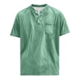 thumbnail image 6 of Yuanlook Men's Everyday Vintage Henley Shirt, Ultra-Soft Washed Fabric with Mandarin Collar & Pocket, S-XXL, 6 of 6