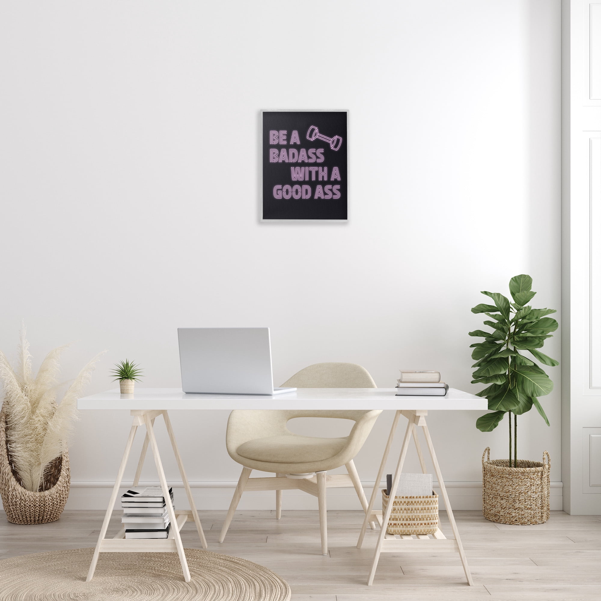 Stupell Industries Bad*ss With Good A** Inspirational Painting Gray Framed Art Print Wall Art, 16 x 20