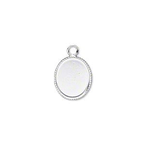 

Drop silver-plated brass 13x11mm oval with beaded edge and 12x10mm oval bezel cup setting. Sold per pkg of 12.