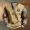 thumbnail image 2 of UVEASISHA Chandail en Molleton Western Aztèque pour Hommes 2025 Décontracté Fermeture à Glissière 1/4 Col Rond Chandail Patché Coudé Manches Longues Imprimé Ethnique Vintage Soldes Aujourd'hui Liquidation Kaki17 3TG, 2 of 4
