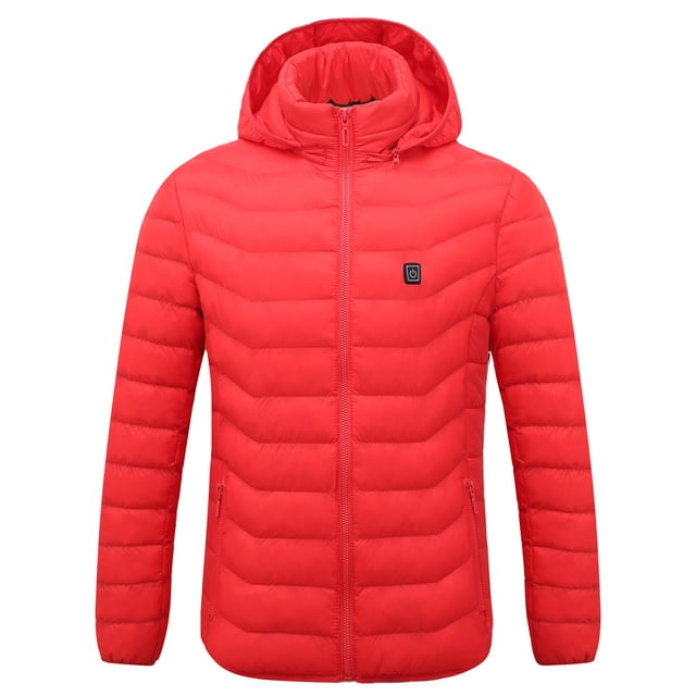 Winter Jacket for Men Solid Heated Jacket, Jacket for Riding Skiing Fishing, USB Charging 3 Heating Levels(Red,4XL)