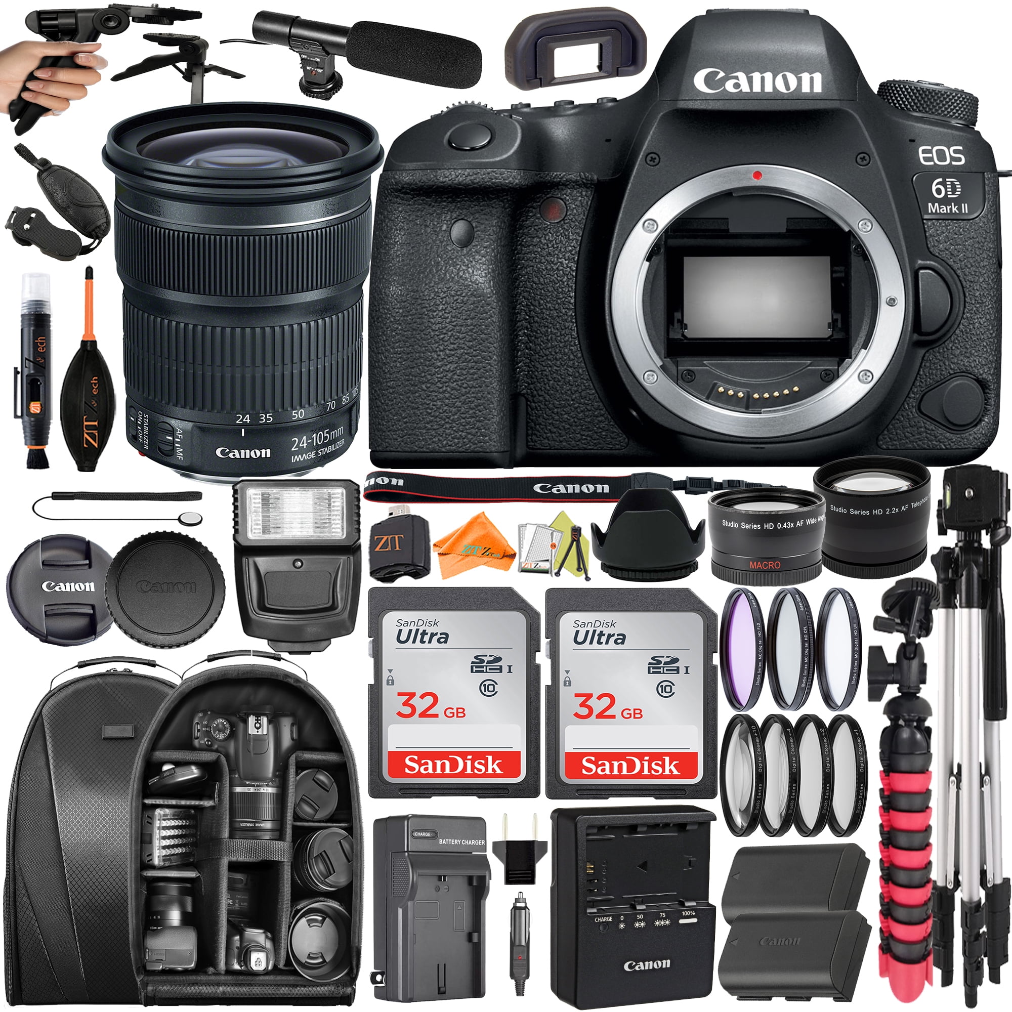 Canon EOS 6D Mark II DSLR Camera with 24-105mm Lens + SanDisk 32GB