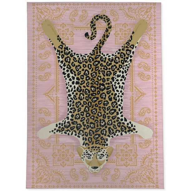 Leopard Rug Pink Area Rug by Kavka Designs