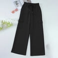 thumbnail image 4 of ZHYou No Boundarie Womens Baggy Sweatpants Casual Drawstring Y2k Huge Pockets Solid Comfy Lounge Stylish Pants for Women,Black,Size L, 4 of 8