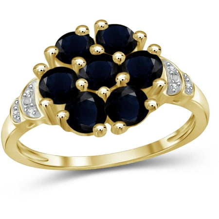 JewelersClub 2.66 Carat T.G.W. Sapphire Gemstone And White Diamond Accent Gold Over Silver Ring