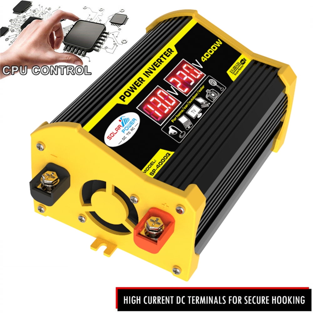 Portable Inverter Car Power Inverters DC12Volt To AC110/220Volt Transformer 4000W Modified SineWave Inverter Dual USB LED Display Auto Inverters
