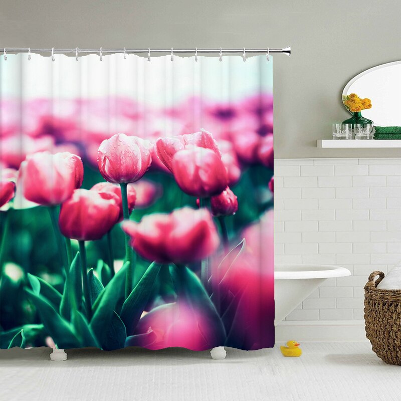 Fresh Flowers Waterproof Bathroom Curtains Shower Curtain 3D Printing