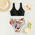 thumbnail image 3 of Big Girl 2 Piece Floral Print Bikini Swimsuit Summer Beach Scoop Neck Bathing Suit Kids Teens 7-16 Years, 3 of 9