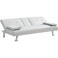 thumbnail image 6 of Futon Sofa Bed, Modern Convertible Armrests Sleeper Couch with 2 Cup Holders,loveseat,for Studio,Apartment,Office,Living Room,66.1”x 31.7”x 28.3” (White), 6 of 18