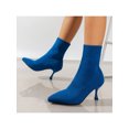 thumbnail image 4 of Innerwin Bottines pour Femmes à Talon Haut Stilettos à Enfiler Chaussures d'Hiver Mode Bout Pointu Formel Bleu 9, 4 of 8