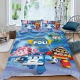 thumbnail image 2 of Robocar de Poli Conjunto de sábanas temático, trío de piezas, cómodo y amigable con la piel, diseño único, regalo de decoración para el hogar para familiares, amigos y fans,173cm *218cm, 2 of 6