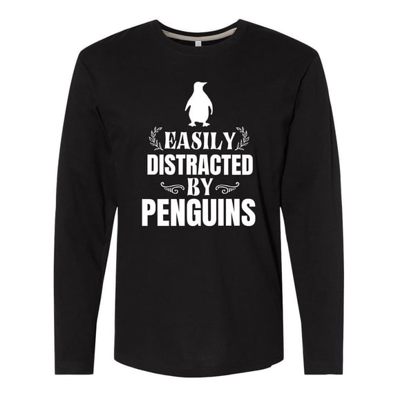 Inktastic Easily Distracted by Penguins Long Sleeve T-Shirt