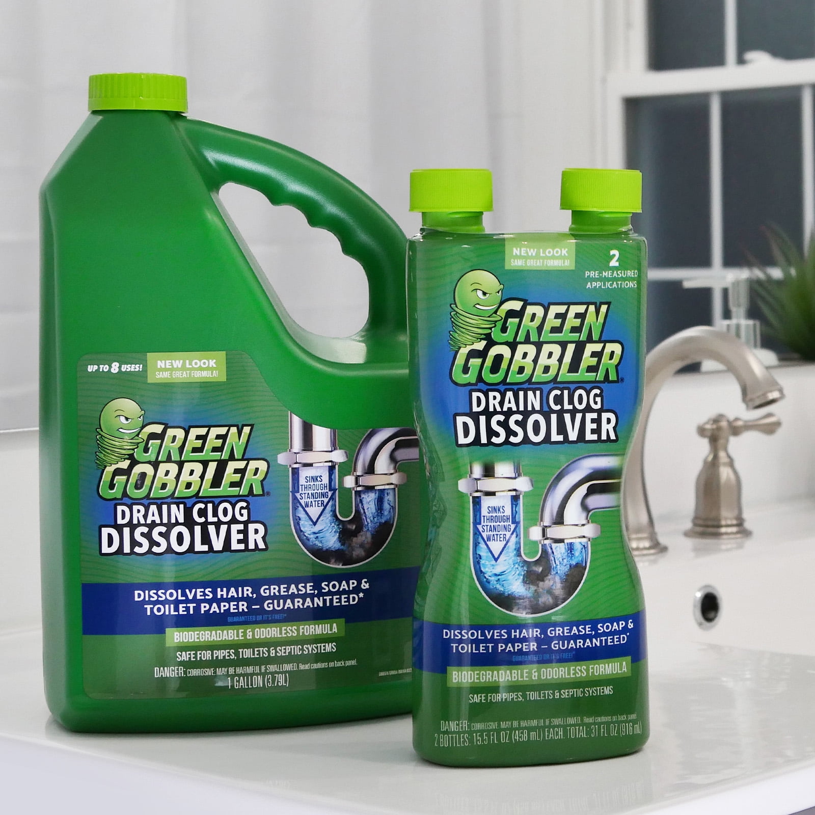 Green Gobbler Hair Grabber Drain Snake - 5 Pack (Great for Sink & Shower  Clogs)
