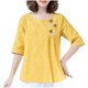 thumbnail image 1 of Vestidos Casuales Para Mujer, Blusas De Mujer De Moda Camiseta de lino y flores bordadas para mujer, de verano, de manga corta, holgada, con cuello redondo, 1 of 4
