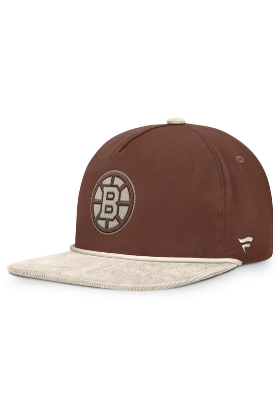 Men's Fanatics Brown/Cream Boston Bruins Reminisce Vintage Adjustable-Hat