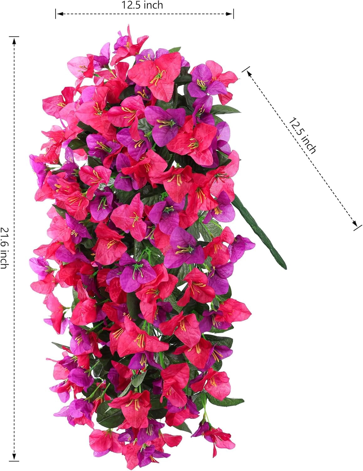 Faux Bougainvillea Artificial Flowers Plants for Outdoors Outside Decoration, 2 PCS White Fake Flowers UV Resistant Look Real Silk Long Trailing Vines