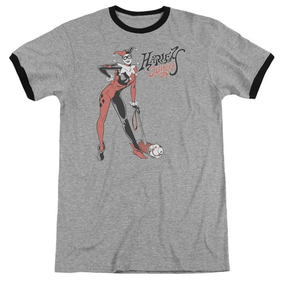DC Comics Harley Hammer Adult Ringer T-Shirt Heather/Black