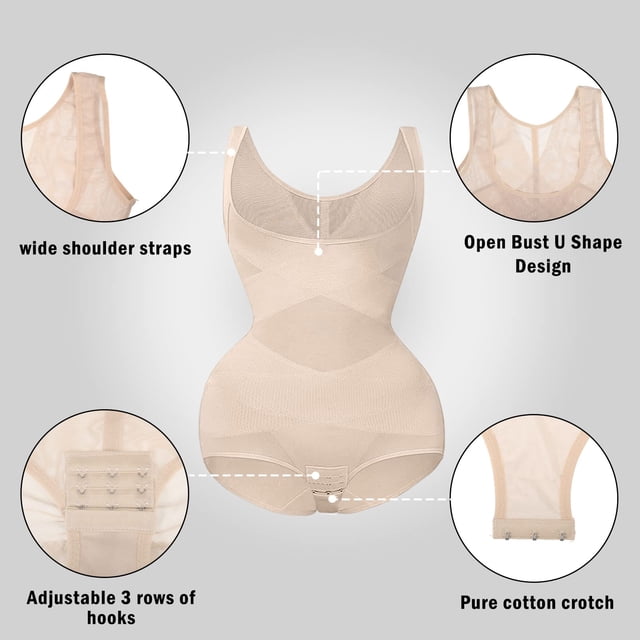 Jumpingount Tela moldeadora transpirable para mayor comodidad y soporte Body moldeador Body Mujer Ropa interior color de piel M